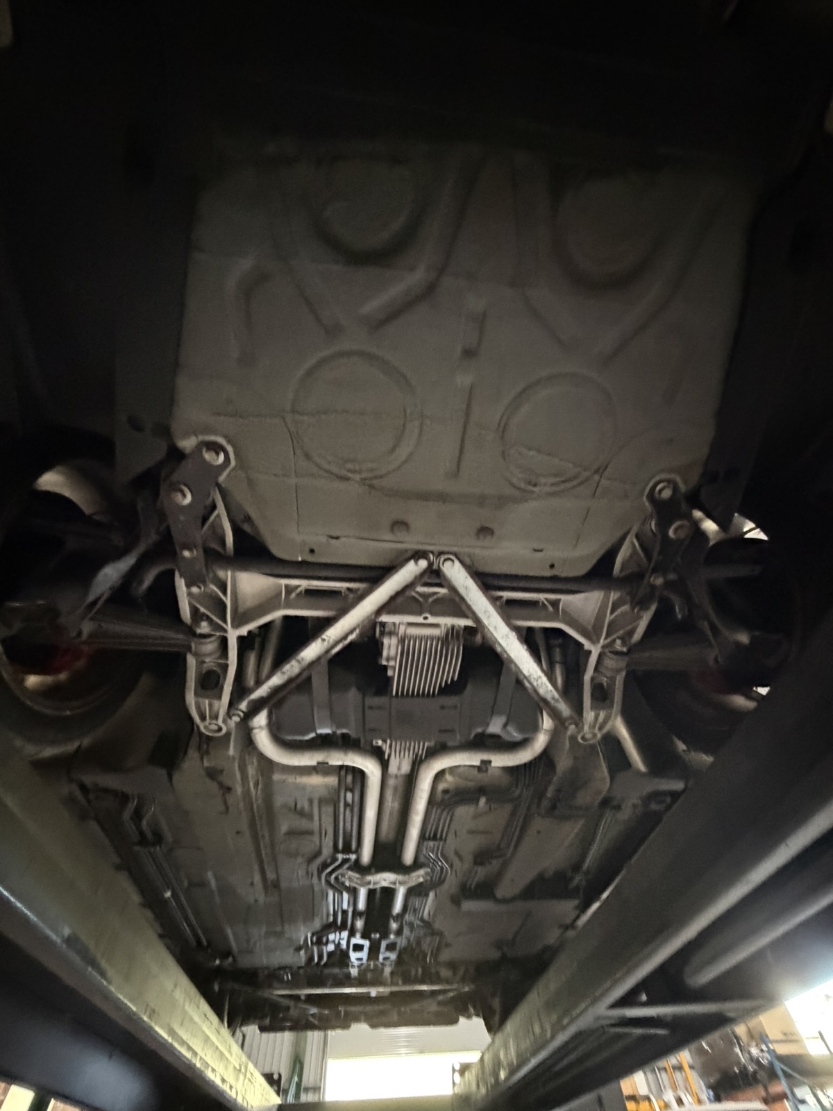 Front underbody and exhaust after cleaning